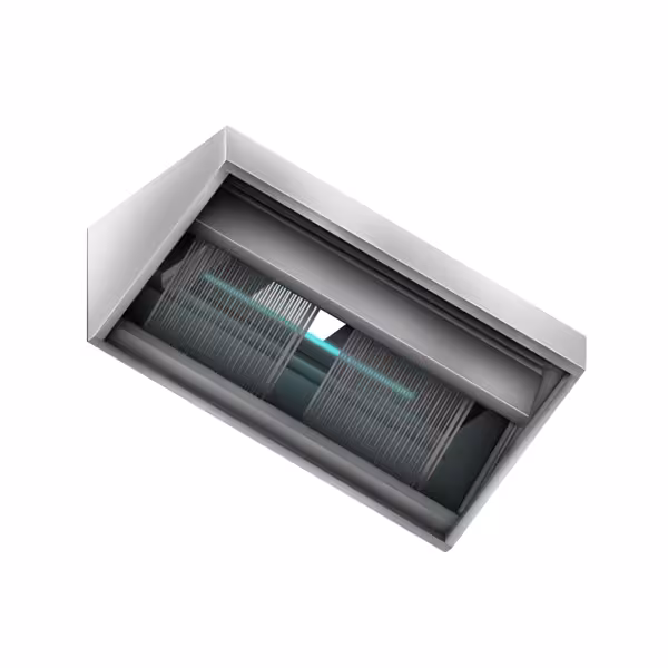 Ventilationskåpa med plasmafilter - 1 200 mm - 95% lukt-/osreduktion - utan motor, labyrintfilter och belysning - djup 70 cm