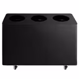 Pattumiera per raccolta differenziata - 3 scomparti da 25 litri ciascuno - 960x360x640mm - con 4 ruote (2 con freno) - Nero - Acciaio (struttura), contenitori in plastica