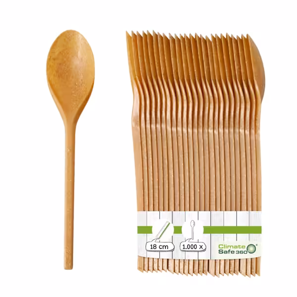 (1000 stuks) Tafellepel - 180mm - BPA-vrij; herbruikbaar; vaatwasmachinebestendig; recyclebaar - bruin
