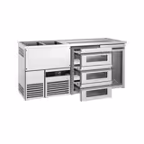 Frigider bere PREMIUM - 1950x700 mm - 1 Ușă din sticlă & 3 Sertare din sticlă