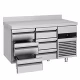 Commercial Counter Fridge PREMIUM - 1400x700mm - with 6 drawers - with upstand - capacity 281 litres