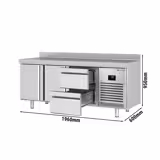 Koelwerkbank PREMIUM PLUS - 1960x600mm - 385 liter - met 2 deuren - met 2 lades - met opstand