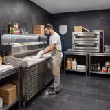 Commercial Pizza Prep Counter - Granite Top PREMIUM - 2000x800mm - with 2 doors & 7 drawers - incl. refrigerated topping unit with glass sneeze guard LED - 9x GN 1/3