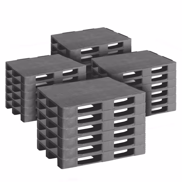 (24 stuks) Kunststof europallet gerecycled kunststof - 1200x800mm - draagvermogen: 1000kg (statisch) - donkergrijs