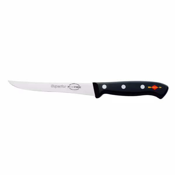 F. DICK | Superior Boning Knife – 13 cm - Flexible curved blade - Black/Silver handle