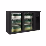 Backbar PREMIUM PLUS - 1435x512 mm - 264 liter - med 2 hängda glasdörrar, LED-belysning & självstängande dörrar - svart