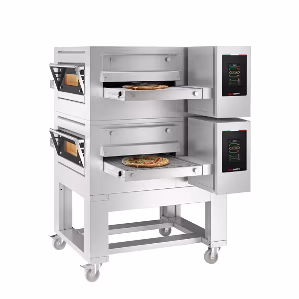 (2 stuks) Doorloop pizzaoven - 1400x2000x1660mm - tot 350°C - Touch - Bandbreedte: 650mm - incl. onderstel