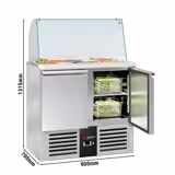 Saladette réfrigérée PREMIUM - 900mm - 240L - 2 portes - avec vitrine de comptoir pour 2x GN 1/1 & 3x GN 1/6