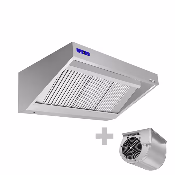 Seinähuuva moottorilla - 1400 mm - 900 mm syvä - 1 300 m³/h - ohjaimella, rasvasuodatin ja valaistuksella