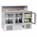 Saladette ECO - 1370mm - 3 glazen deuren - met roestvrijstalen opzetstuk voor 8x GN 1/6