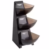 Buffet 3-Tier Tilt-Bin Ingredient Dispenser Rack – 3×1 L - Black/Grey - Stainless Steel Frame