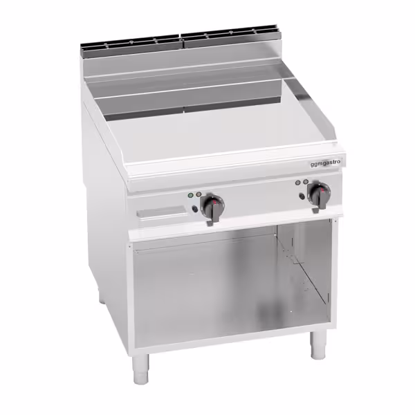 Elektrische bakplaat - hardverchroomde plaat - 11,4kW - Glad - Bakoppervlak: 396x667mm - met open onderbouw