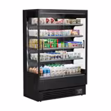 Supermarkt-Wandkoelmeubel - 1320mm - 595 liter - met 2 glazen schuifdeuren & 4 schappen - zwart