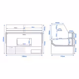 Koeltoonbank - 1580x975mm - 140 liter - kleur zwart - achterzijde 2 schuifdeuren - rechte ruit - marmeren werkblad