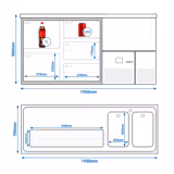 Bira tezgahı PREMIUM - 1950x700mm - 2 Becken Sağ & 5 Cam Çekmece