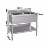ECO mosogatóegység - 1000x600mm - alaplappal és 2 mosdókagylóval középen