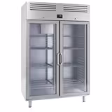 Vrieskast RVS PREMIUM PLUS - GN 1/1 - GN 2/1 - 1385mm - 1240liter - tot -18°C tot -1°C - met 2 deuren - geforceerde koeling, LED‑verlichting, automatische ontdooiing & legroosters