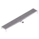 Edelstahl Bodenablauf - 2100x300mm - flache Ausführung & seitlicher Ablauf - Ø 70mm
