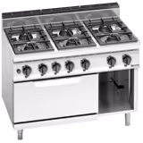 Cocina a gas - 42kW - 6 fuegos - con horno de gas estático - 7,8kW