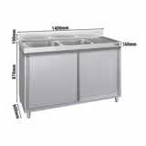 Spoelbakkast ECO - 1400x600mm - met 2 spoelbakken links