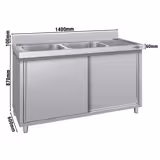 Sudoper s ormarićem ECO - inox - 1400 x 600 mm - sa 2 korita - korita lijevo