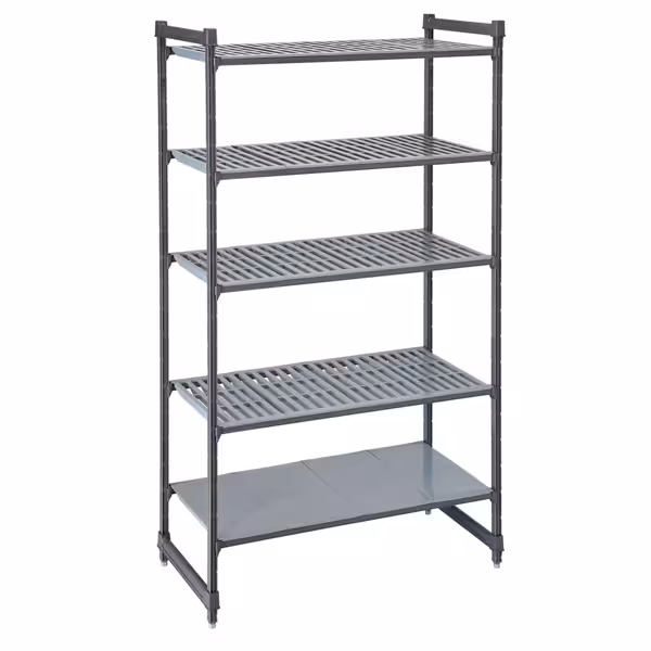 CAMBRO | Camshelving® - Basics Plus - Unità base - 765 mm - con 4 ripiani grigliati e 1 ripiano liscio