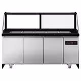 Saladette TORONTO - 2000mm - Holzfront - 3 Türen - für 5x GN 1/1 - schwarze Granit-Arbeitsplatte