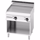 Elektrische bakplaat - 9,6kW - Geribbeld - Bakoppervlak: 795x500mm - met open onderbouw