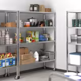 Stainless Steel Shelving Unit PREMIUM - 1400x500mm - with 4 shelves (ADJUSTABLE) - incl. 4 wheels