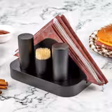 (12 pcs) Ménagère 4 pièces - huile, vinaigre, sel, poivre - Support en acier inoxydable - Acier inoxydable - Hauteur:200mm - Noir
