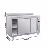 Commercial Heated Worktop Cabinet with Upstand & Sliding Doors – +30–80°C - 1600×600×850 mm - 2.4 kW