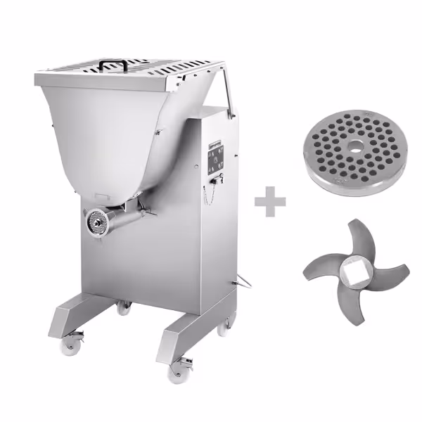 Wilk do mięsa nr 32 - 850-1000kg/h - 2,94kW - na kółkach - z mieszadłem - sitko 4,5mm - 400V