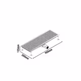 Stainless Steel Channel Drain - AISI 304 - 900x300mm - low-profile - side outlet - Ø70mm - removable grate/strainer
