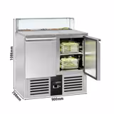 Saladette PREMIUM - 900mm - 2 porte - con vetrina in vetro dritto per 5x GN 1/6