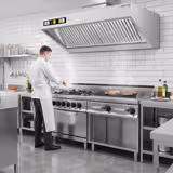 Commercial Wall-Mounted Extraction Canopy - with Motor - 1600mm - Speed Controller, Baffle Filters & LED Lighting