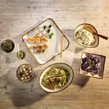 (6 pieces) Melamine Buffet Bowl STONE ART – 0.15 L – 155 x 155 x 25 mm – White/Brown