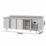 Холодильный стол PREMIUM PLUS - 2452x600 мм - с 4 дверями и бортом