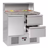 Saladette ECO - 903mm - 1 deur & 2 laden - met RVS deksel voor 5x GN 1/6 - granieten werkblad