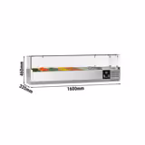 Vitrina refrigerada PREMIUM - 1,6 m x 0,34 m - para 7 contenedores GN 1/4