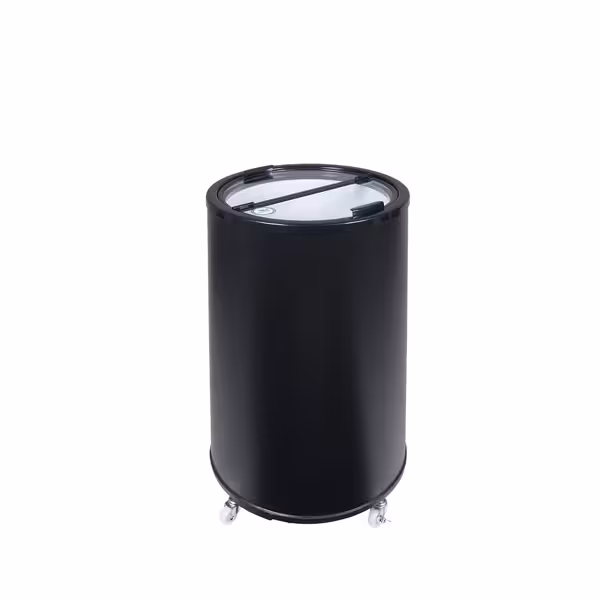GASTRO-COOL | Party koeler / koelbak - 41 liter - Glazen deksel & wielen - Zwart