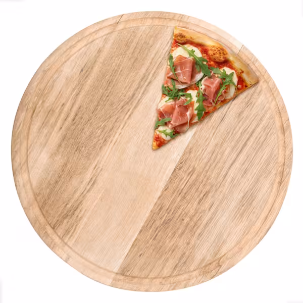 Pizzabord - plat - hout - Ø420mm - met sapgeul