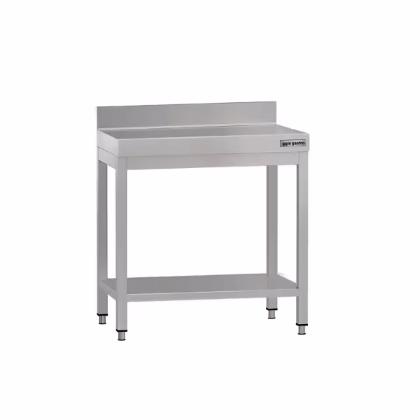 Table de travail en inox ECO – 600 × 700 mm – avec tablette inférieure & dosseret