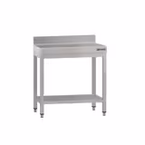 Tavolo da lavoro in acciaio inox ECO - 600x600mm - con ripiano inferiore & alzatina