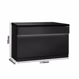 Banco cassa Serie TORONTO & con LED - 1150x880mm - Pannello frontale Nero (effetto legno) - Piano di lavoro in granito