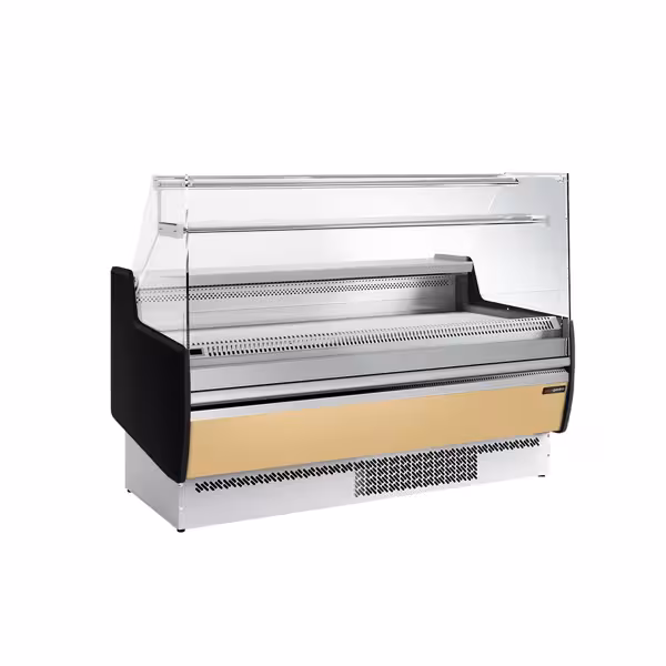 Vitrină frigorifică orizontală - 1622x953 mm - 178 L - culoare bej - panou frontal bej - cu 2 uși - cu 1 raft - geam frontal drept