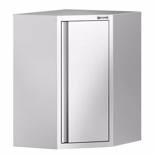Narożna szafka wisząca ze stali nierdzewnej – 700 x 700 mm – z drzwiami skrzydłowymi – wysokość: 1000 mm