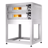 Elektrisk pizzaugn (el‑däck/box) - med chamottesten - 990x990 mm - 4+4 x Ø 33 cm - 2‑däck - 400 °C - Manuell - inkl. underrede
