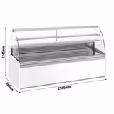 Gebaksvitrine - 2560x985mm - 430 liter - gebogen ruit - met 4 deuren - met 2 legroosters