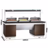 Buffévagn varm DUBLIN - 2 300 mm - med 3 chafing dishes - med hjul
