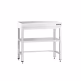Paslanmaz Çelik Çalışma Tezgahı PREMIUM -  700x700mm - Alt Raflı & Destekli